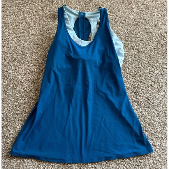 Lululemon‎ Cross Conditioning 2-In-1 Tank *Medium Support Carbon Blue Haze Sz 4 - Picture 4 of 7